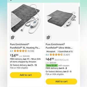 Pure Enrichment® PureRelief® Electric Heating Pad for Back Pain & Cramps,